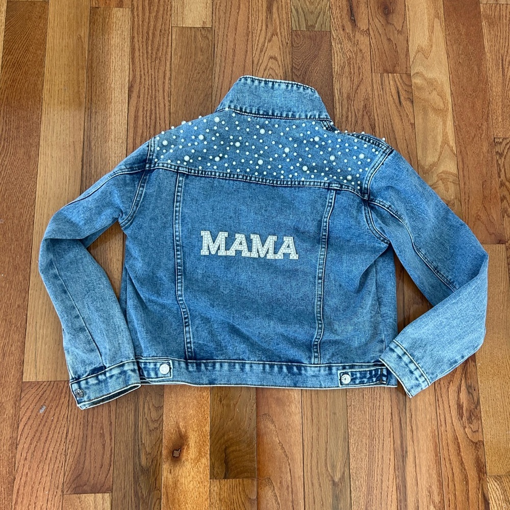 Women's Denim Jacket with Pearl Accents NWOT